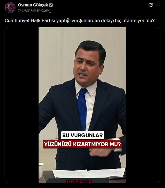 AK Parti Ankara Milletvekili Osman Gökçek'ten CHP'ye sert sözler!  ‘Bu vurgunlar yüzünüzü kızartmıyor mu?’
